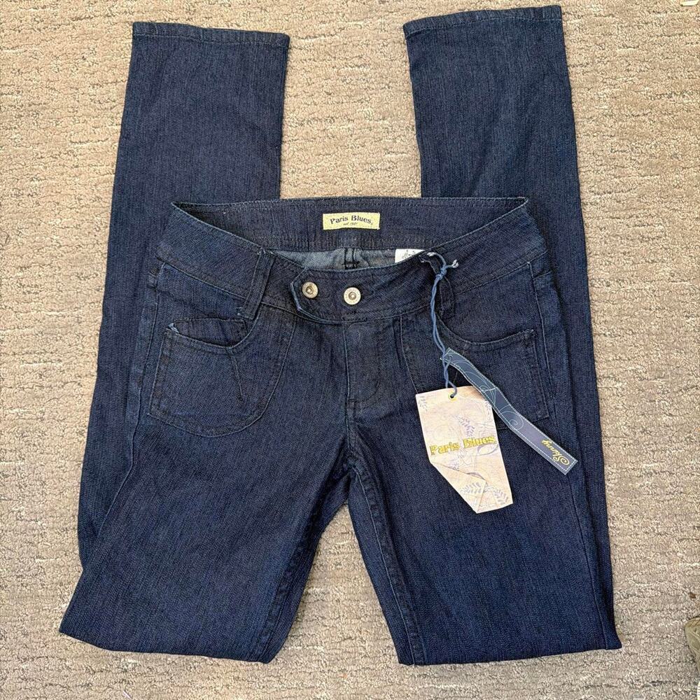 INSANE NWT vintage y2k dark wash button straight leg denim - low rise